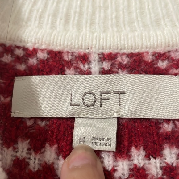 LOFT Snowflake Fair Isle Tunic Sweater Size M - Picture 8 of 10